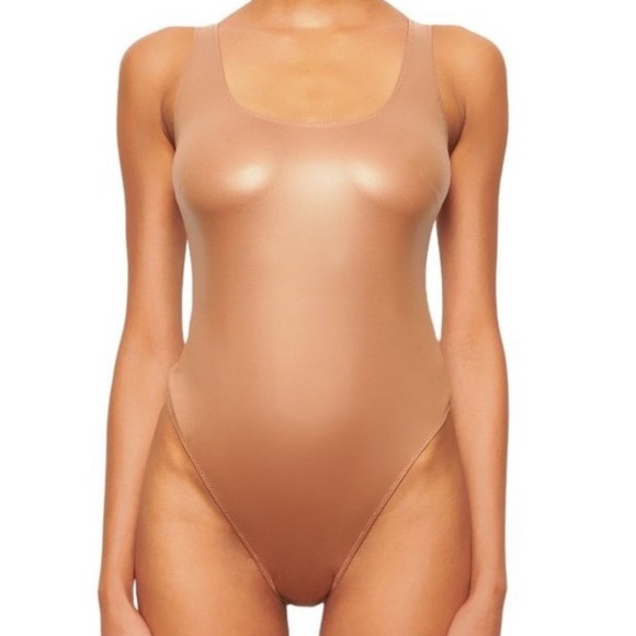 SKIMS WET JERSEY BODYSUIT OCHRE - Picture 4 of 4